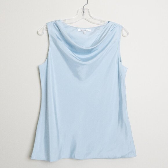 Brooks Brothers 100% Silk Cowl Neck Blouse Light Blue Size 10 - Picture 2 of 11